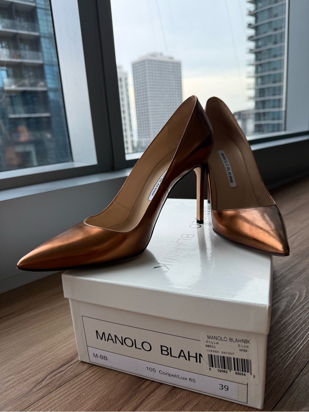 Manolo Blahnik Metallic Copper Pointed-Toe Stiletto Pumps